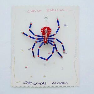 The Legend of the Christmas Spider Beaded Red/Blue Spider Ornament Christmas